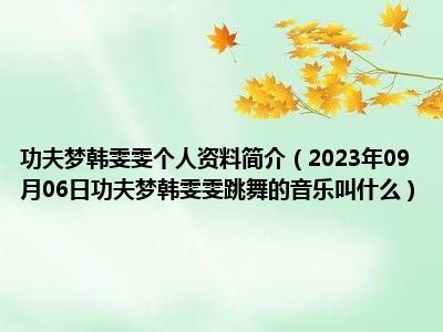 功夫梦韩雯雯个人资料简介（2023年09月06日功夫梦韩雯雯跳舞的音乐叫什么）