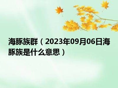 海豚族群（2023年09月06日海豚族是什么意思）