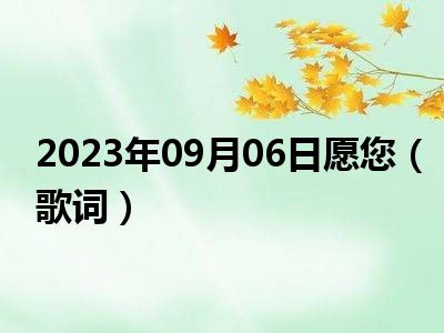 2023年09月06日愿您（歌词）