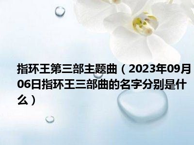 指环王第三部主题曲（2023年09月06日指环王三部曲的名字分别是什么）