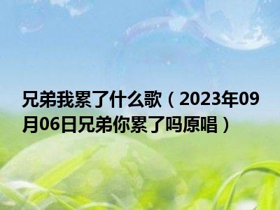 兄弟我累了什么歌（2023年09月06日兄弟你累了吗原唱）