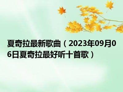 夏奇拉最新歌曲（2023年09月06日夏奇拉最好听十首歌）