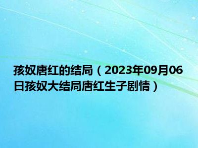 孩奴唐红的结局（2023年09月06日孩奴大结局唐红生子剧情）