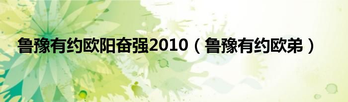  鲁豫有约欧阳奋强2010（鲁豫有约欧弟）