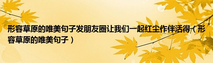  形容草原的唯美句子发朋友圈让我们一起红尘作伴活得（形容草原的唯美句子）