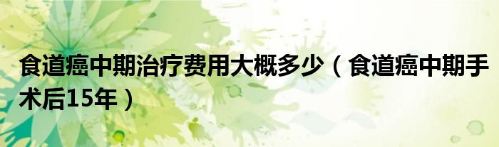  食道癌中期治疗费用大概多少（食道癌中期手术后15年）