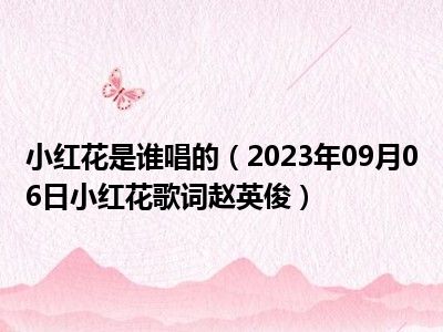 小红花是谁唱的（2023年09月06日小红花歌词赵英俊）