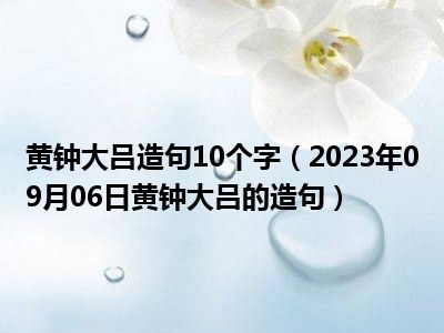 黄钟大吕造句10个字（2023年09月06日黄钟大吕的造句）