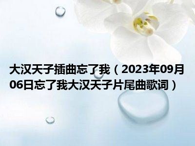 大汉天子插曲忘了我（2023年09月06日忘了我大汉天子片尾曲歌词）