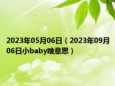 2023年05月06日（2023年09月06日小baby啥意思）