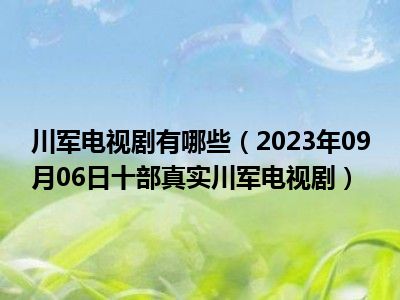 川军电视剧有哪些（2023年09月06日十部真实川军电视剧）