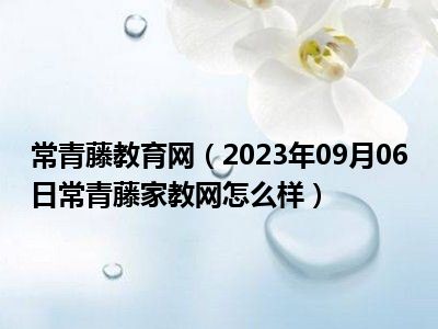 常青藤教育网（2023年09月06日常青藤家教网怎么样）