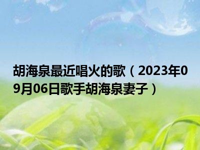 胡海泉最近唱火的歌（2023年09月06日歌手胡海泉妻子）