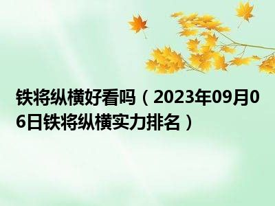 铁将纵横好看吗（2023年09月06日铁将纵横实力排名）