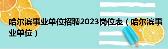 哈尔滨事业单位招聘2023岗位表（哈尔滨事业单位）