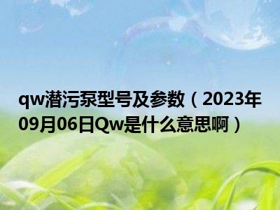 qw潜污泵型号及参数（2023年09月06日Qw是什么意思啊）