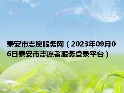 泰安市志愿服务网（2023年09月06日泰安市志愿者服务登录平台）