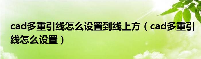  cad多重引线怎么设置到线上方（cad多重引线怎么设置）