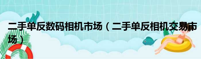 二手单反数码相机市场（二手单反相机交易市场）