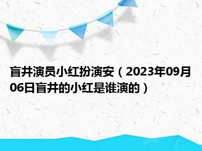 盲井演员小红扮演安（2023年09月06日盲井的小红是谁演的）