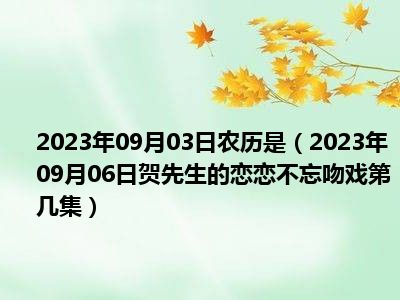 2023年09月03日农历是（2023年09月06日贺先生的恋恋不忘吻戏第几集）