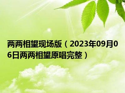 两两相望现场版（2023年09月06日两两相望原唱完整）