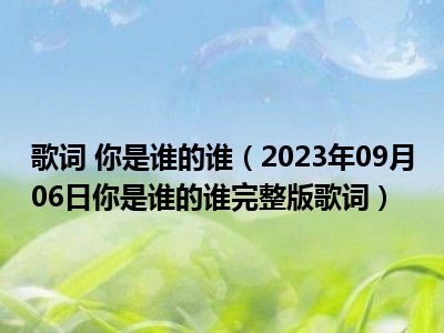 歌词 你是谁的谁（2023年09月06日你是谁的谁完整版歌词）