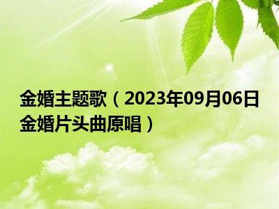 金婚主题歌（2023年09月06日金婚片头曲原唱）