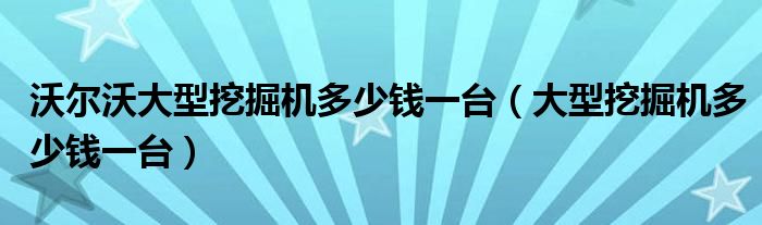  沃尔沃大型挖掘机多少钱一台（大型挖掘机多少钱一台）