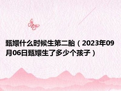 甄嬛什么时候生第二胎（2023年09月06日甄嬛生了多少个孩子）