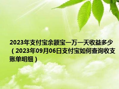 2023年支付宝余额宝一万一天收益多少（2023年09月06日支付宝如何查询收支账单明细）