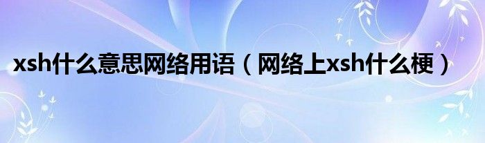  xsh什么意思网络用语（网络上xsh什么梗）