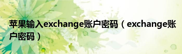  苹果输入exchange账户密码（exchange账户密码）