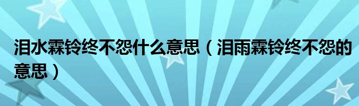  泪水霖铃终不怨什么意思（泪雨霖铃终不怨的意思）