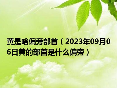 黄是啥偏旁部首（2023年09月06日黄的部首是什么偏旁）