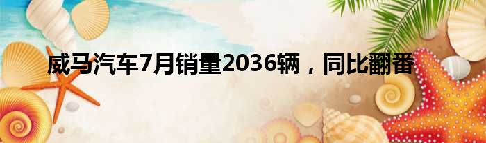 威马汽车7月销量2036辆 同比翻番