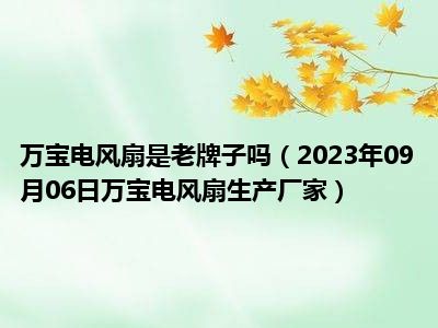 万宝电风扇是老牌子吗（2023年09月06日万宝电风扇生产厂家）