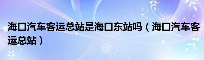  海口汽车客运总站是海口东站吗（海口汽车客运总站）