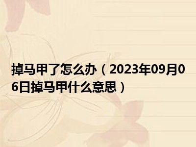 掉马甲了怎么办（2023年09月06日掉马甲什么意思）