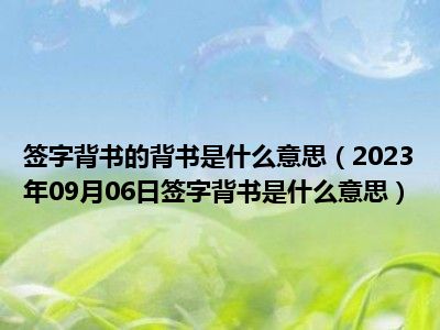 签字背书的背书是什么意思（2023年09月06日签字背书是什么意思）