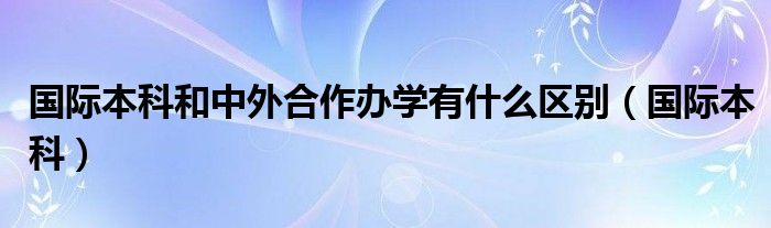  国际本科和中外合作办学有什么区别（国际本科）