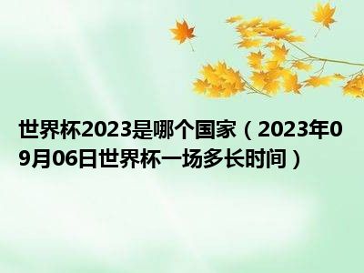 世界杯2023是哪个国家（2023年09月06日世界杯一场多长时间）