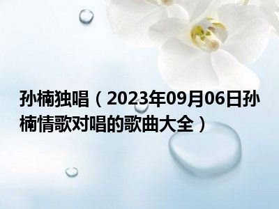 孙楠独唱（2023年09月06日孙楠情歌对唱的歌曲大全）