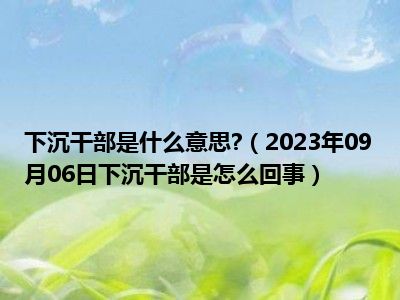 下沉干部是什么意思 （2023年09月06日下沉干部是怎么回事）