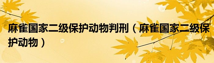  麻雀国家二级保护动物判刑（麻雀国家二级保护动物）