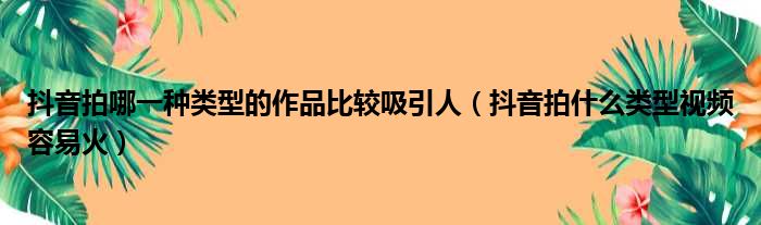 抖音拍哪一种类型的作品比较吸引人（抖音拍什么类型视频容易火）