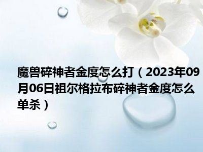 魔兽碎神者金度怎么打（2023年09月06日祖尔格拉布碎神者金度怎么单杀）