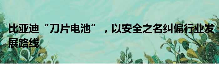 比亚迪“刀片电池” 以安全之名纠偏行业发展路线