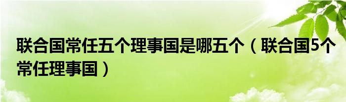  联合国常任五个理事国是哪五个（联合国5个常任理事国）