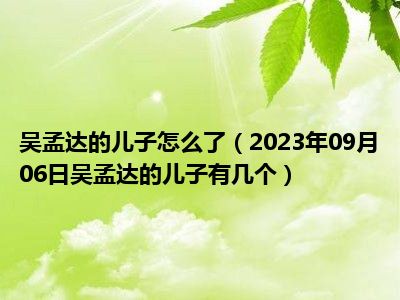 吴孟达的儿子怎么了（2023年09月06日吴孟达的儿子有几个）